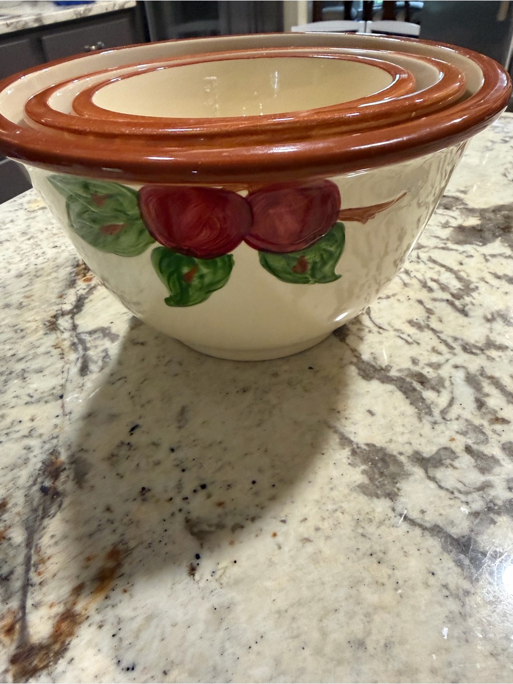 Franscian Apple Pattern set of three nesting bowls